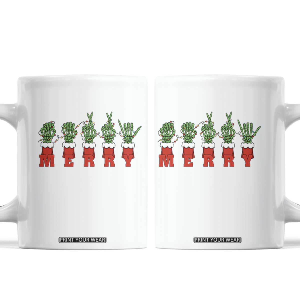 Merry ASL Christmas Skeleton Hands Coffee Mug Sign Language SPED Teacher Educator Life
