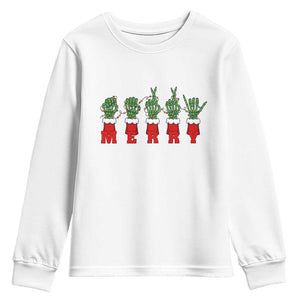 Merry ASL Christmas Skeleton Hands Youth Sweatshirt Sign Language SPED Teacher Educator Life