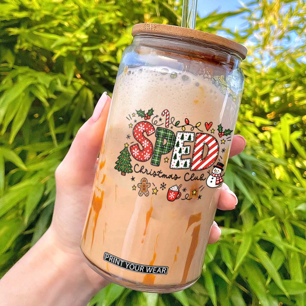 Special Education Teacher Holiday Gift Glass Can SPED Christmas Club