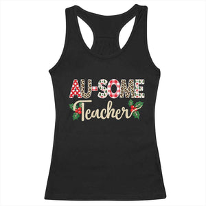 Au Some Teacher Educator Gift Racerback Tank Top Christmas Leopard Plaid