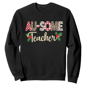 Au Some Teacher Educator Gift Sweatshirt Christmas Leopard Plaid