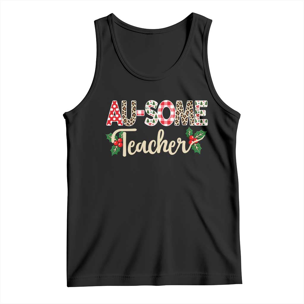 Au Some Teacher Educator Gift Tank Top Christmas Leopard Plaid