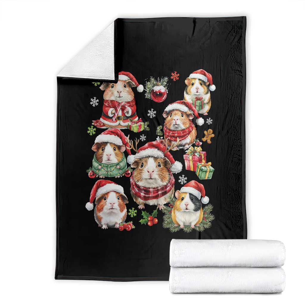 Funny Santa Cavy Squad Throw Blanket Christmas Guinea Pig Gift TS12 Black Print Your Wear