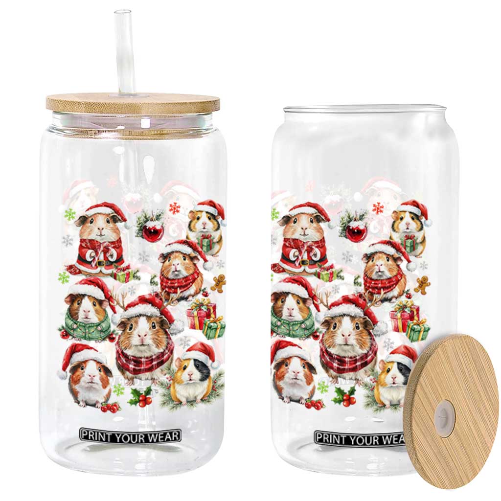 Funny Santa Cavy Squad Glass Can Christmas Guinea Pig Gift TS12 Print Your Wear