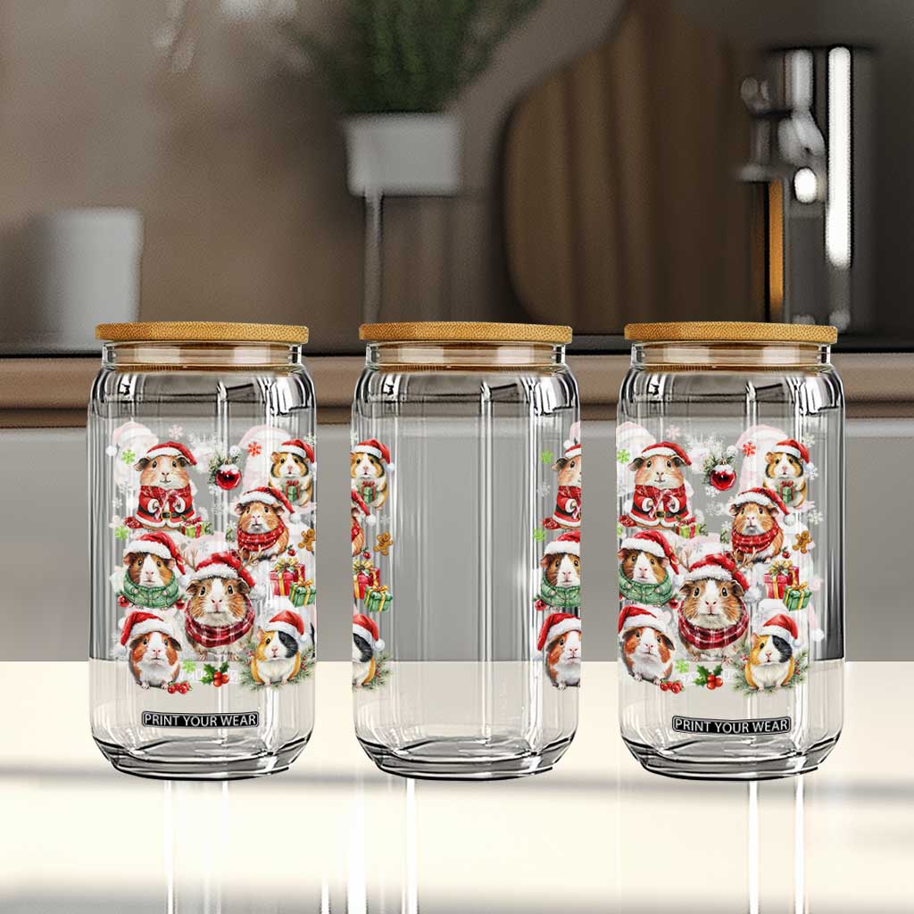 Funny Santa Cavy Squad Glass Can Christmas Guinea Pig Gift TS12 Print Your Wear
