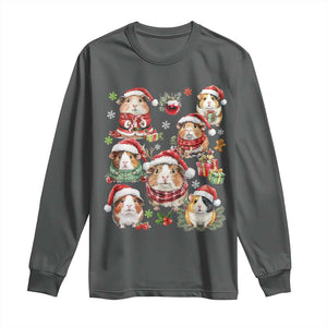 Funny Santa Cavy Squad Long Sleeve Shirt Christmas Guinea Pig Gift TS12 Dark Heather Print Your Wear