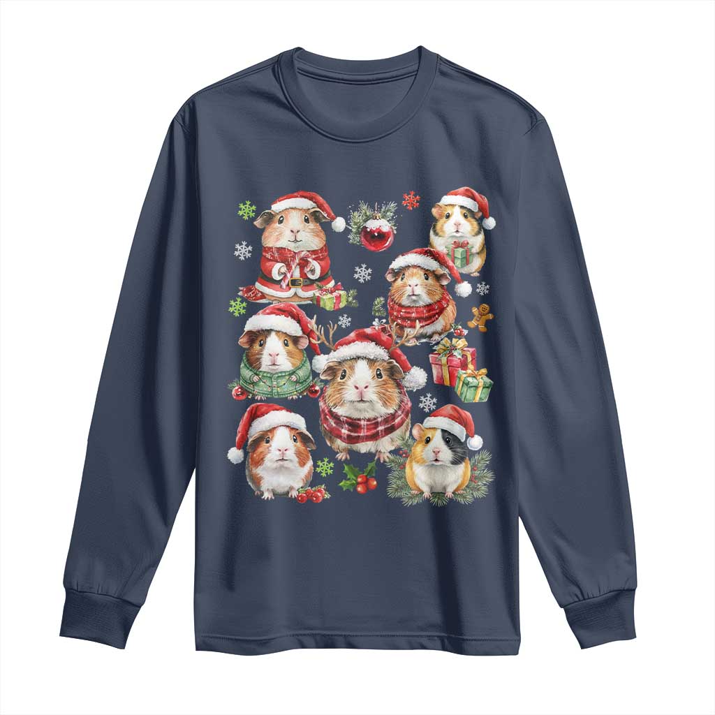 Funny Santa Cavy Squad Long Sleeve Shirt Christmas Guinea Pig Gift TS12 Navy Print Your Wear
