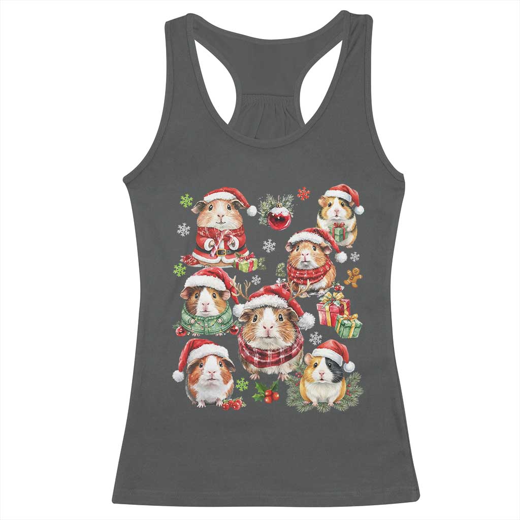 Funny Santa Cavy Squad Racerback Tank Top Christmas Guinea Pig Gift TS12 Dark Heather Print Your Wear