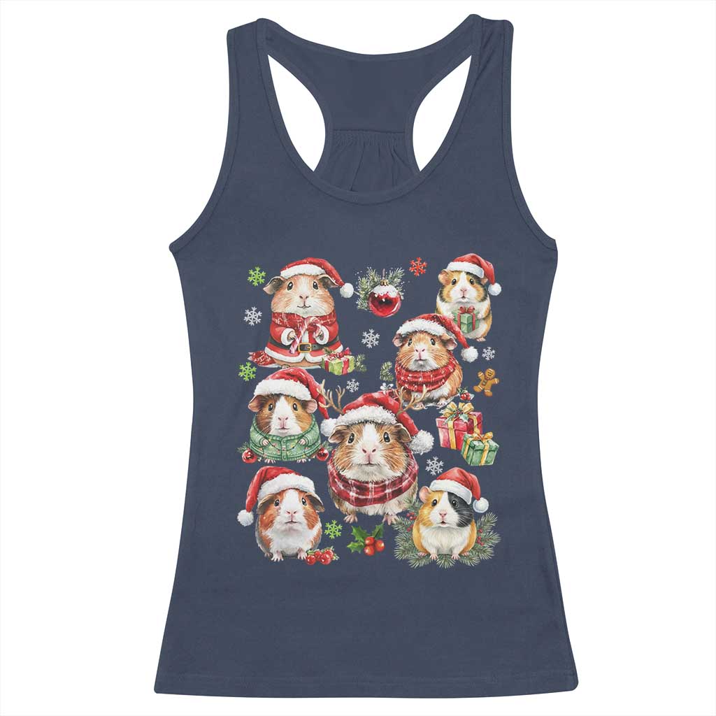 Funny Santa Cavy Squad Racerback Tank Top Christmas Guinea Pig Gift TS12 Navy Print Your Wear