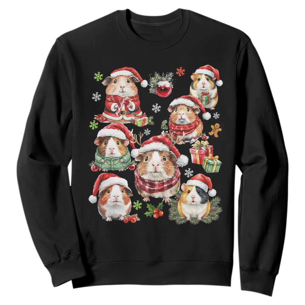 Funny Santa Cavy Squad Sweatshirt Christmas Guinea Pig Gift TS12 Black Print Your Wear