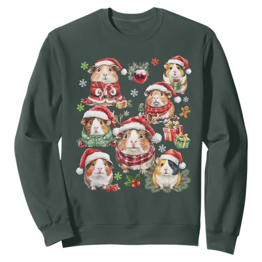 Funny Santa Cavy Squad Sweatshirt Christmas Guinea Pig Gift TS12 Dark Forest Green Print Your Wear