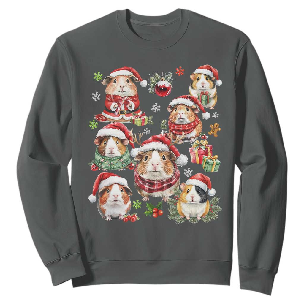 Funny Santa Cavy Squad Sweatshirt Christmas Guinea Pig Gift TS12 Dark Heather Print Your Wear
