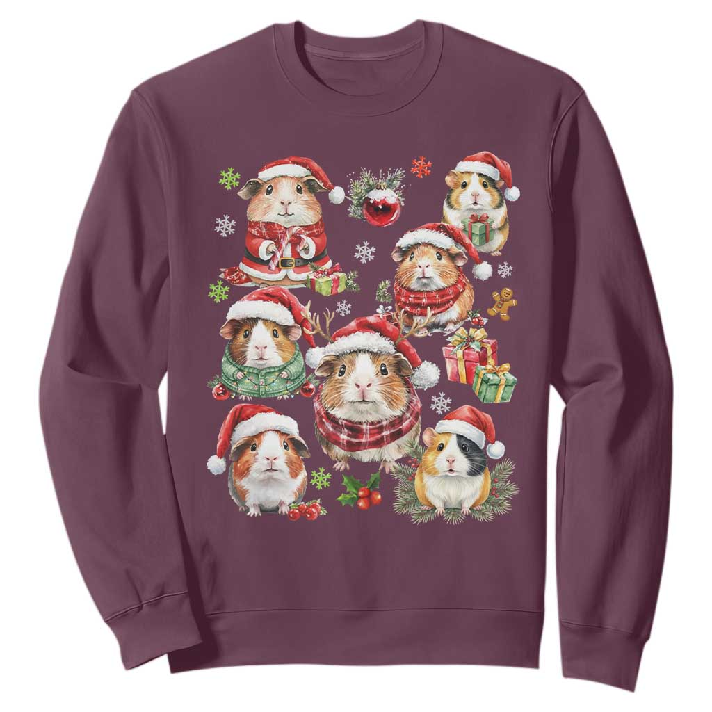 Funny Santa Cavy Squad Sweatshirt Christmas Guinea Pig Gift TS12 Maroon Print Your Wear