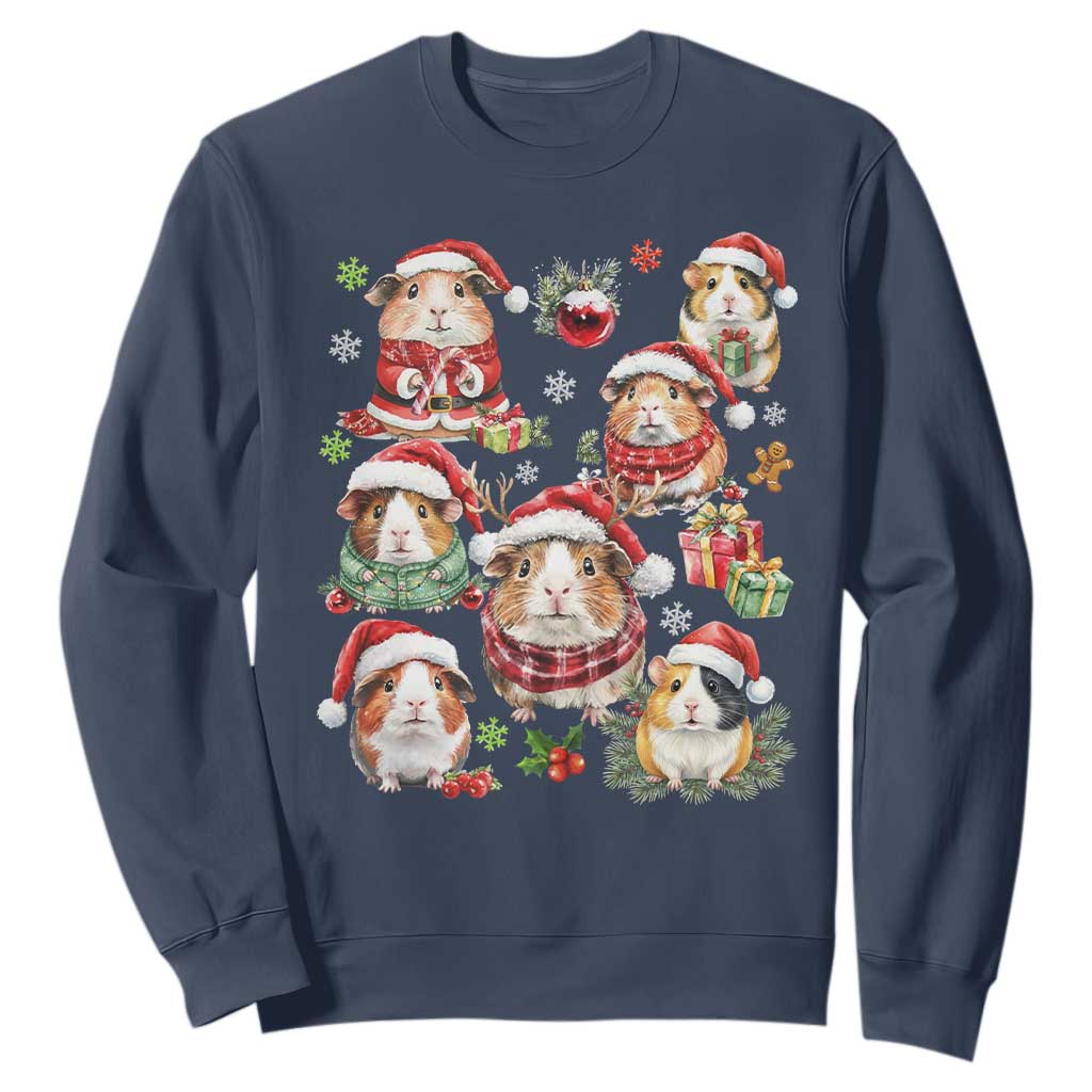 Funny Santa Cavy Squad Sweatshirt Christmas Guinea Pig Gift TS12 Navy Print Your Wear
