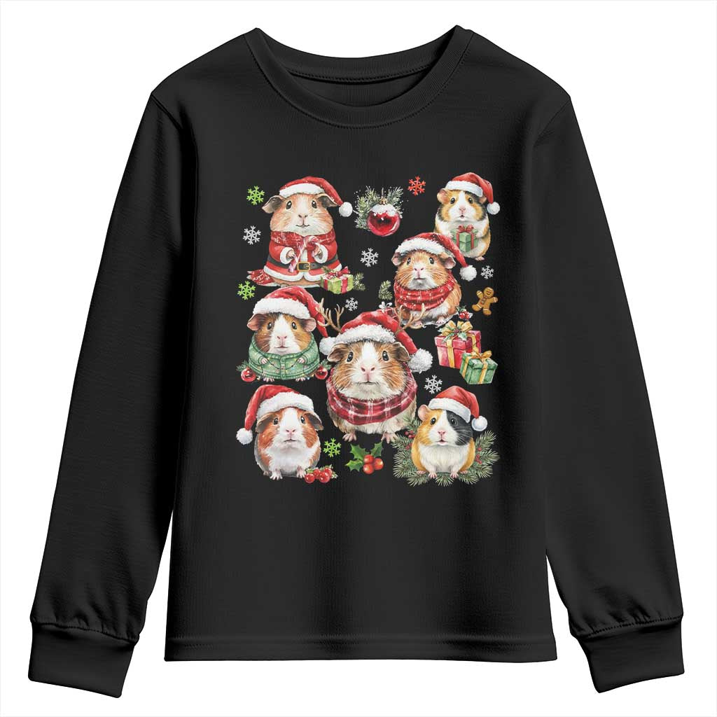 Funny Santa Cavy Squad Youth Sweatshirt Christmas Guinea Pig Gift TS12 Black Print Your Wear