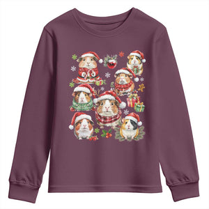 Funny Santa Cavy Squad Youth Sweatshirt Christmas Guinea Pig Gift TS12 Maroon Print Your Wear