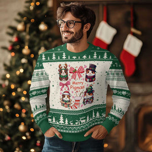 Merry Pigmas Ugly Christmas Sweater Funny Guinea Pig Cavy Lover Holiday Gift TS12 Beige Green Print Your Wear