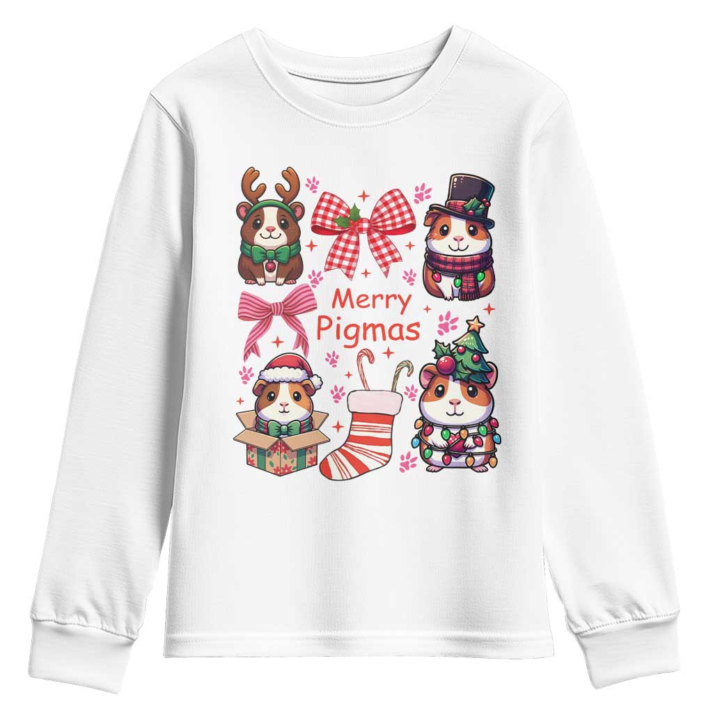 Merry Pigmas Youth Sweatshirt Funny Guinea Pig Cavy Lover Holiday Gift TS12 White Print Your Wear