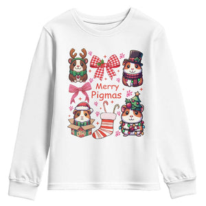 Merry Pigmas Youth Sweatshirt Funny Guinea Pig Cavy Lover Holiday Gift TS12 White Print Your Wear