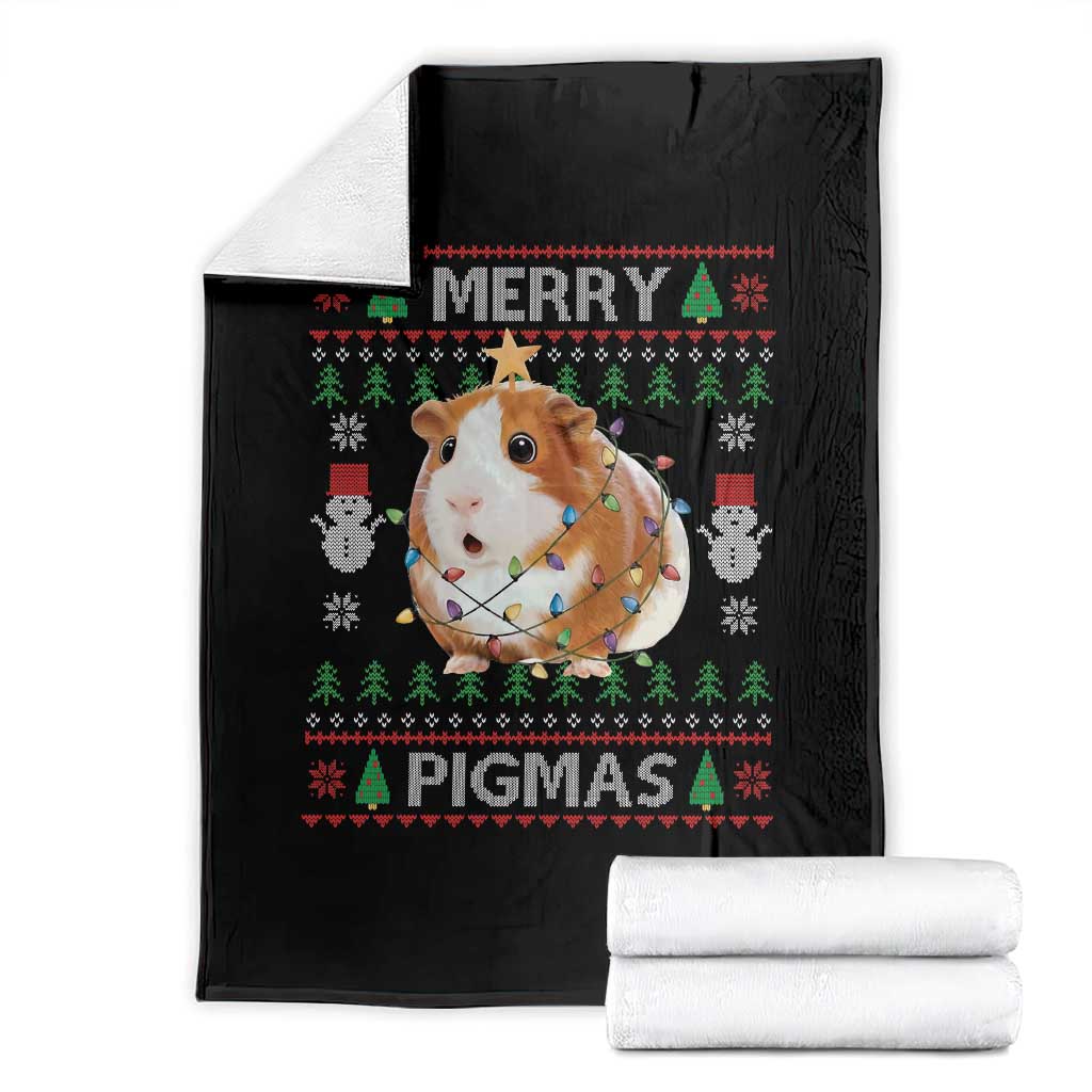 Merry Pigmas Ugly Christmas Throw Blanket Guinea Pig Lover TS12 Black Print Your Wear