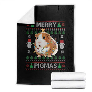 Merry Pigmas Ugly Christmas Throw Blanket Guinea Pig Lover TS12 Black Print Your Wear