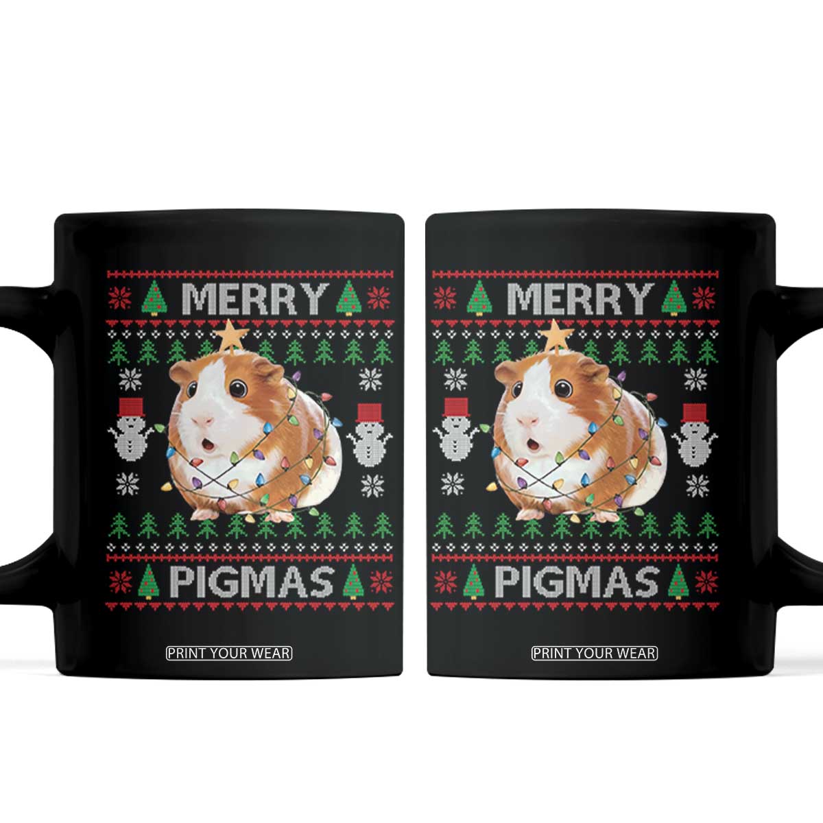 Merry Pigmas Ugly Christmas Coffee Mug Guinea Pig Lover TS12 Black Print Your Wear