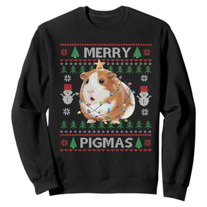 Merry Pigmas Ugly Christmas Sweatshirt Guinea Pig Lover TS12 Black Print Your Wear