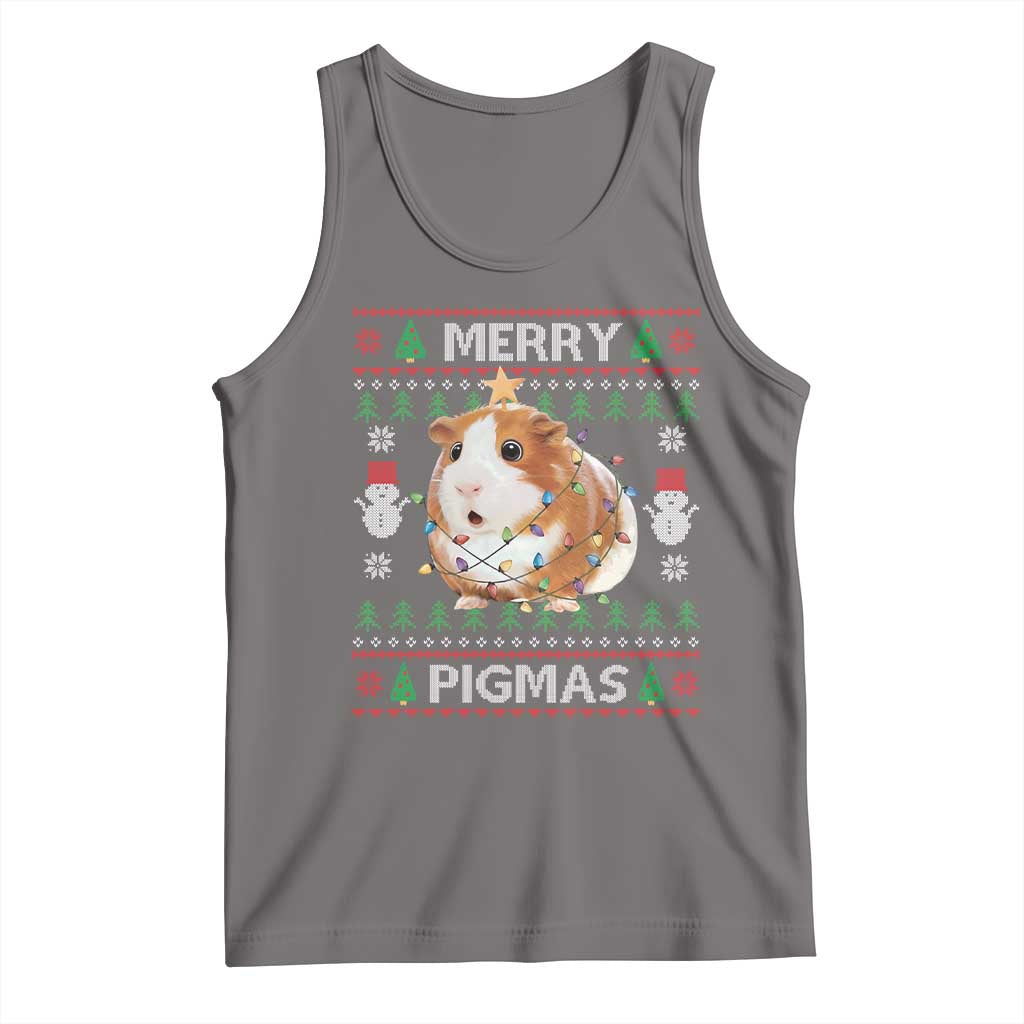 Merry Pigmas Ugly Christmas Tank Top Guinea Pig Lover TS12 Deep Heather Print Your Wear