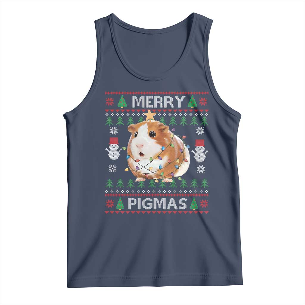 Merry Pigmas Ugly Christmas Tank Top Guinea Pig Lover TS12 Navy Print Your Wear