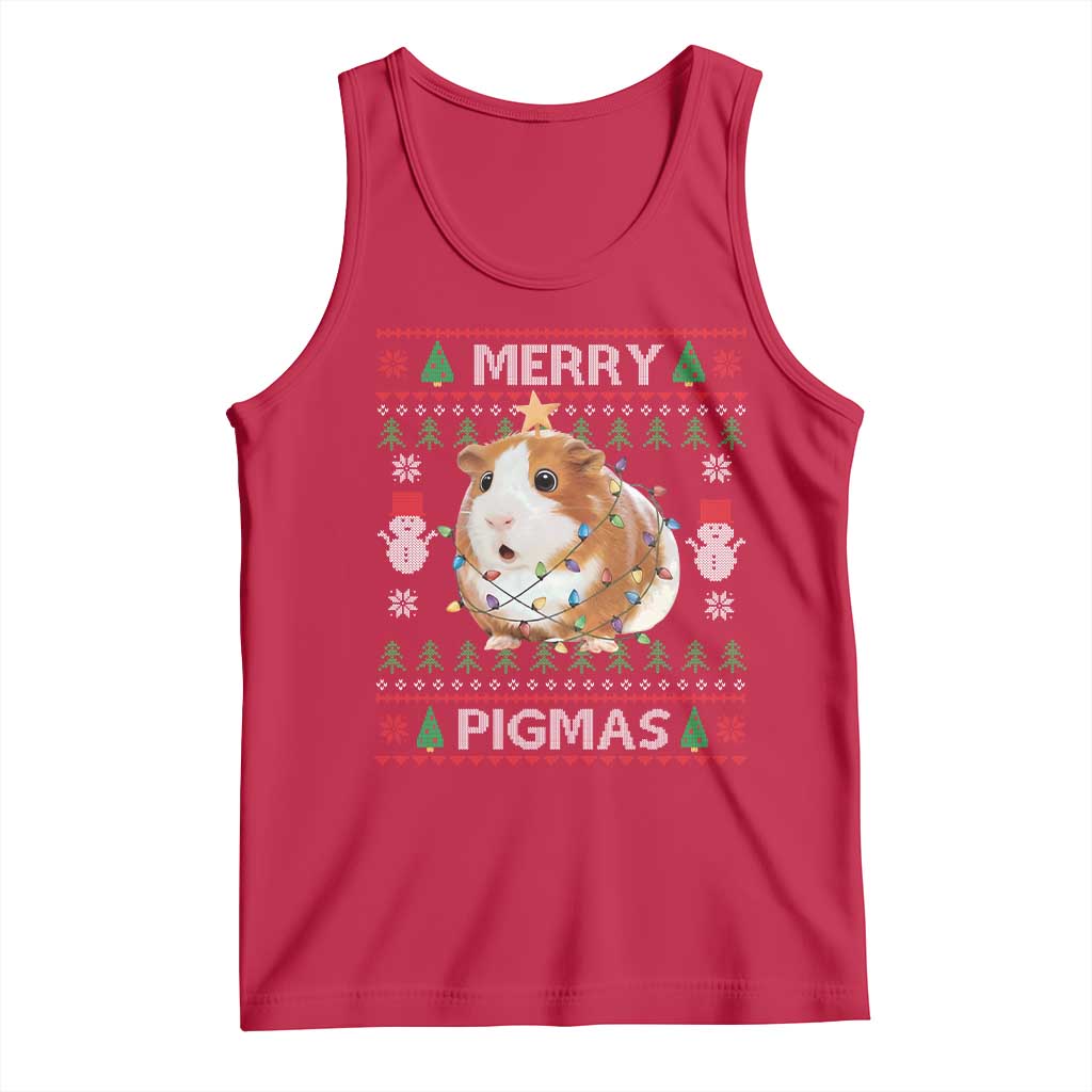 Merry Pigmas Ugly Christmas Tank Top Guinea Pig Lover TS12 Red Print Your Wear