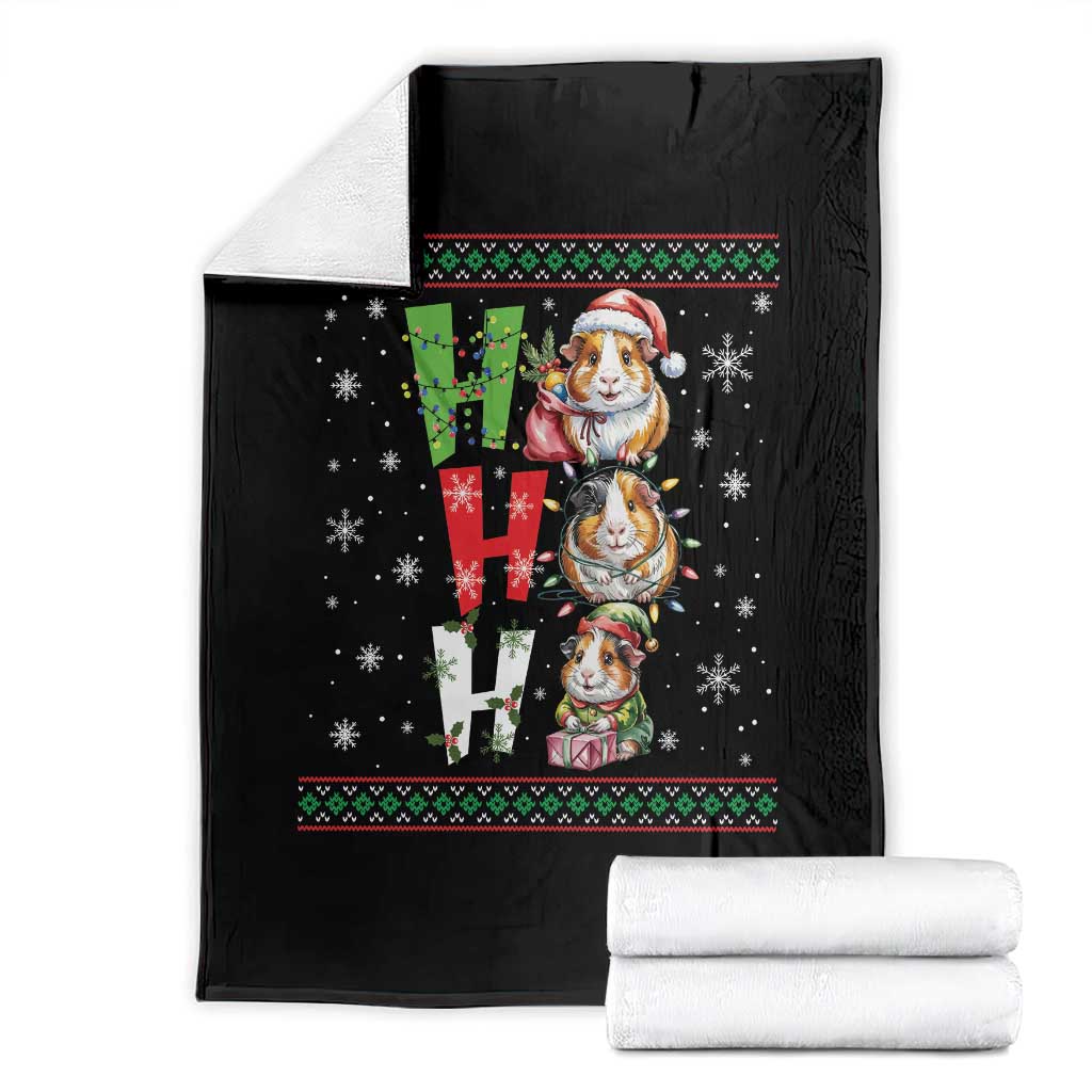 Funny Guinea Pig Ho Ho Ho Ugly Christmas Sweater Throw Blanket Cute Pet Lover TS12 Black Print Your Wear