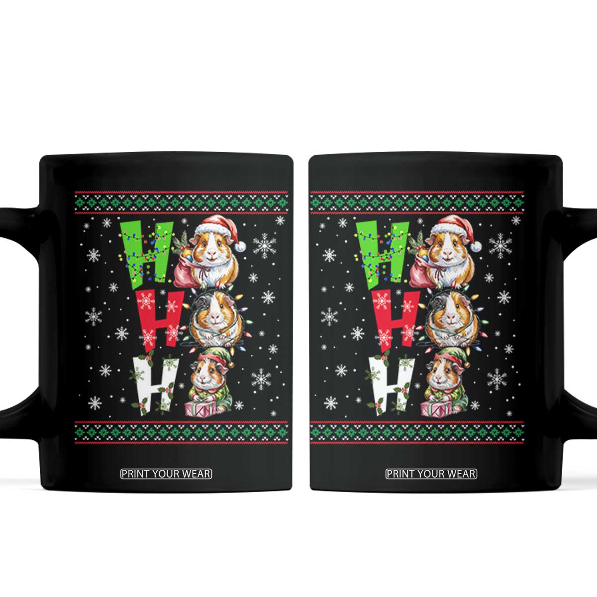 Funny Guinea Pig Ho Ho Ho Ugly Christmas Sweater Coffee Mug Cute Pet Lover TS12 Black Print Your Wear