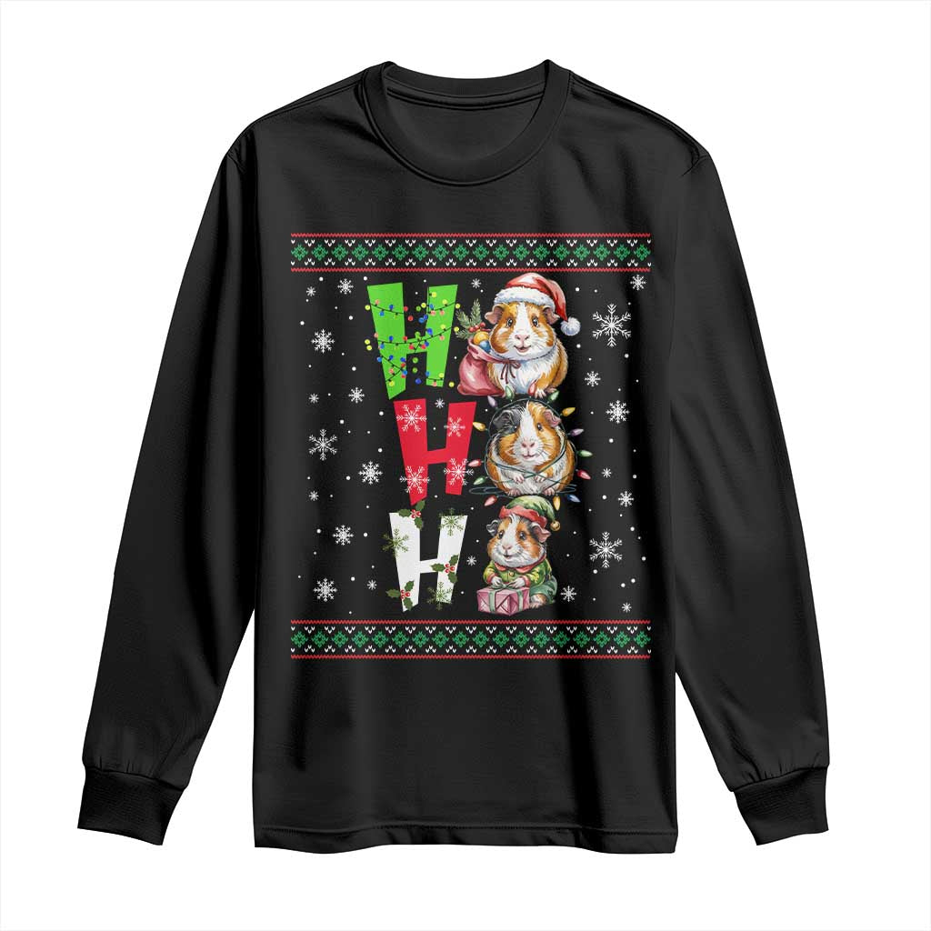 Funny Guinea Pig Ho Ho Ho Ugly Christmas Sweater Long Sleeve Shirt Cute Pet Lover TS12 Black Print Your Wear