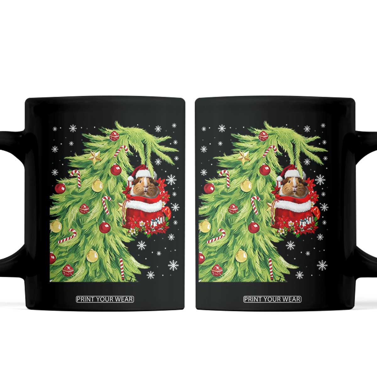 Funny Christmas Guinea In Green Hand Naughty Coffee Mug Cute Pet Lover Gift TS12 Black Print Your Wear