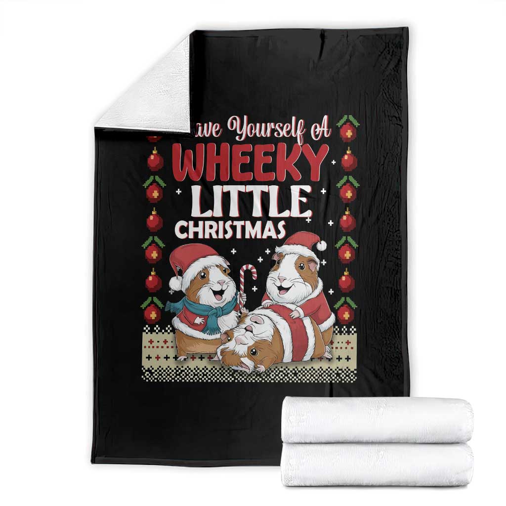 Have Yourself A Wheeky Little Christmas Throw Blanket Funny Guinea Pig Lover TS12 Black Print Your Wear