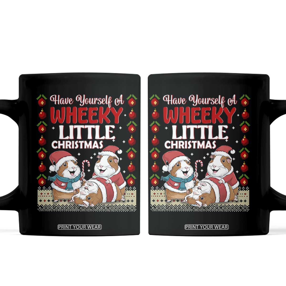 Have Yourself A Wheeky Little Christmas Coffee Mug Funny Guinea Pig Lover TS12 Black Print Your Wear