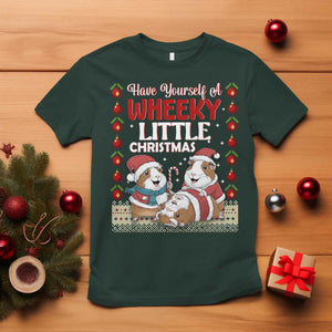 Have Yourself A Wheeky Little Christmas T Shirt Funny Guinea Pig Lover TS12 Dark Forest Green Print Your Wear