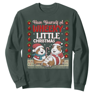 Have Yourself A Wheeky Little Christmas Sweatshirt Funny Guinea Pig Lover TS12 Dark Forest Green Print Your Wear