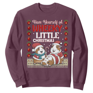 Have Yourself A Wheeky Little Christmas Sweatshirt Funny Guinea Pig Lover TS12 Maroon Print Your Wear