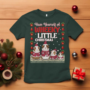 Christmas Guinea Pig Lover T Shirt Have Yourself A Wheeky Little TS12 Dark Forest Green Print Your Wear