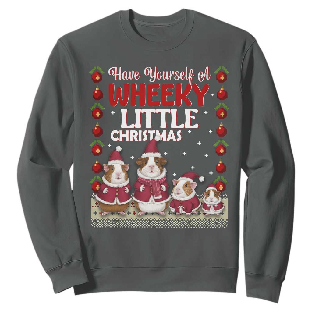 Christmas Guinea Pig Lover Sweatshirt Have Yourself A Wheeky Little TS12 Dark Heather Print Your Wear