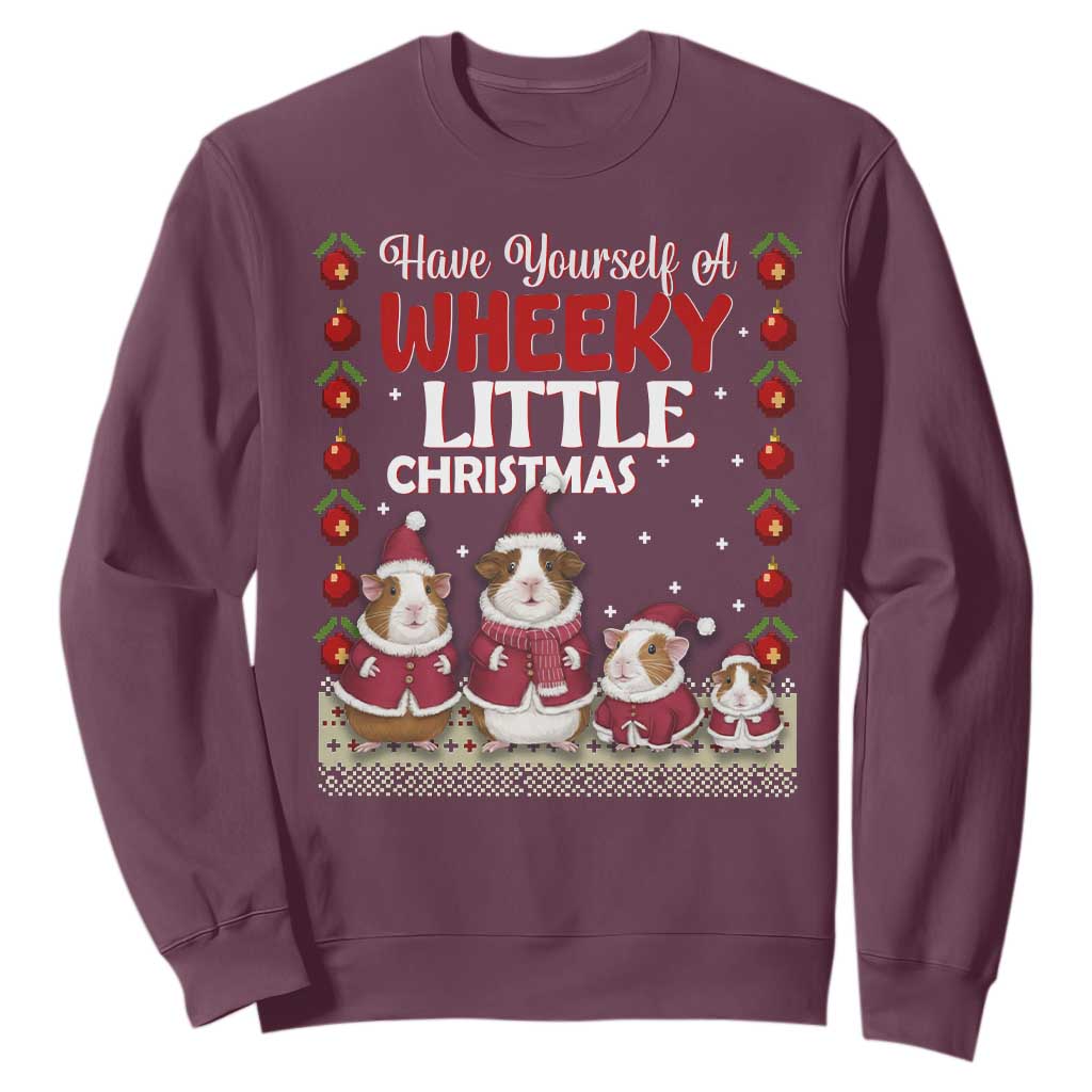 Christmas Guinea Pig Lover Sweatshirt Have Yourself A Wheeky Little TS12 Maroon Print Your Wear