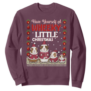 Christmas Guinea Pig Lover Sweatshirt Have Yourself A Wheeky Little TS12 Maroon Print Your Wear