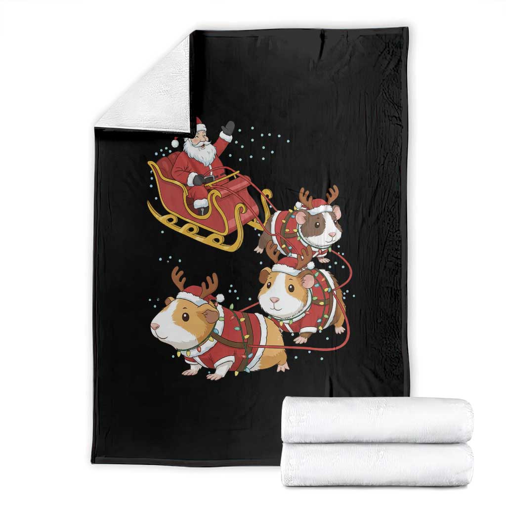 Funny Christmas Guinea Pig Lover Gift Throw Blanket Santa Pig Sleigh Crew TS12 Black Print Your Wear