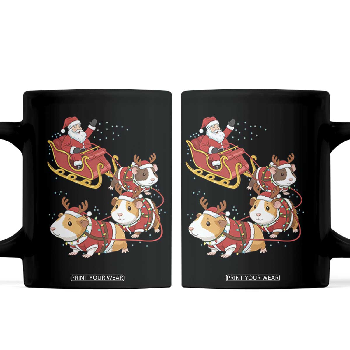 Funny Christmas Guinea Pig Lover Gift Coffee Mug Santa Pig Sleigh Crew TS12 Black Print Your Wear
