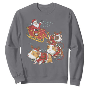 Funny Christmas Guinea Pig Lover Gift Sweatshirt Santa Pig Sleigh Crew TS12 Charcoal Print Your Wear