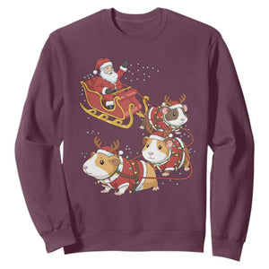 Funny Christmas Guinea Pig Lover Gift Sweatshirt Santa Pig Sleigh Crew TS12 Maroon Print Your Wear