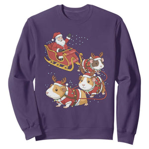 Funny Christmas Guinea Pig Lover Gift Sweatshirt Santa Pig Sleigh Crew TS12 Purple Print Your Wear