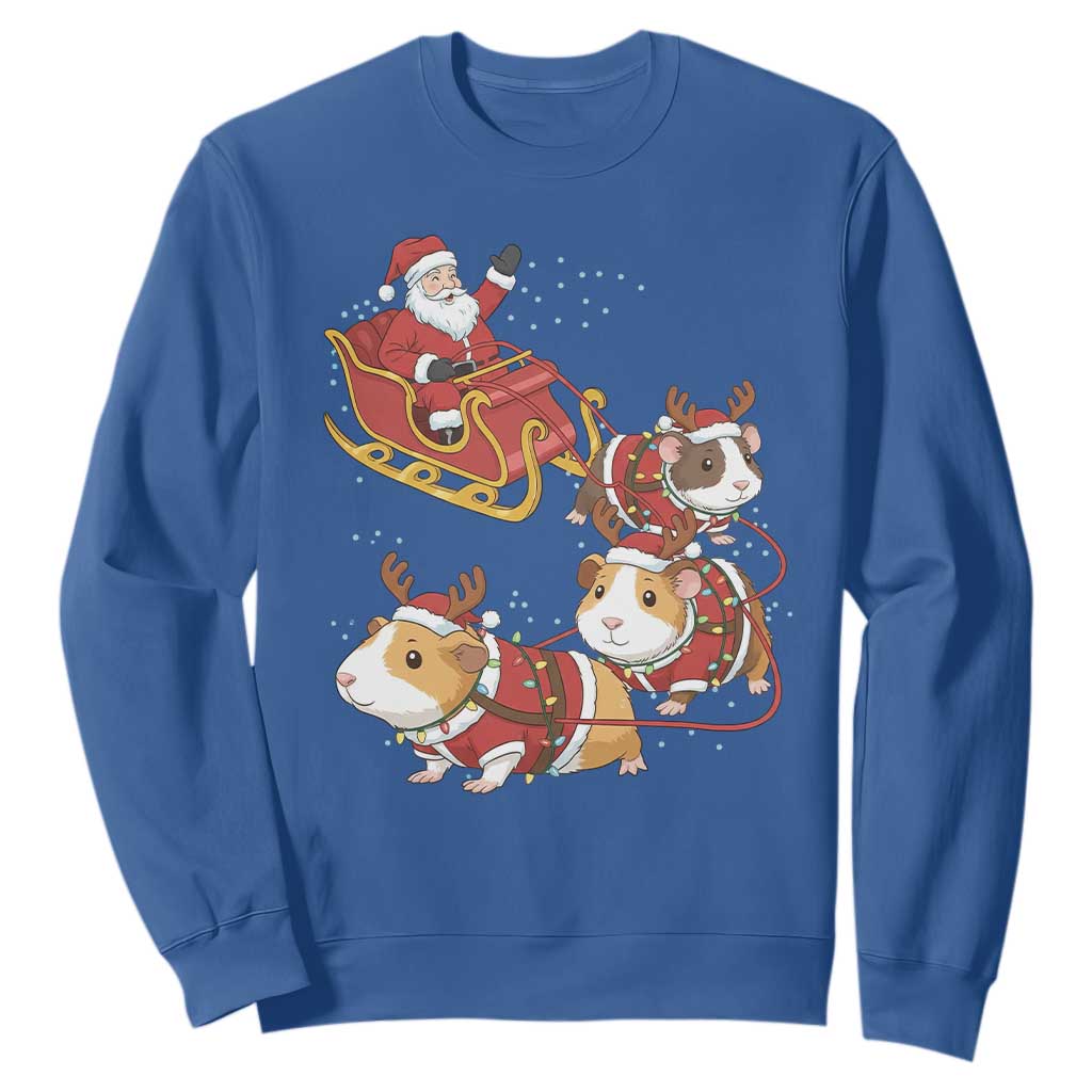 Funny Christmas Guinea Pig Lover Gift Sweatshirt Santa Pig Sleigh Crew TS12 Royal Blue Print Your Wear