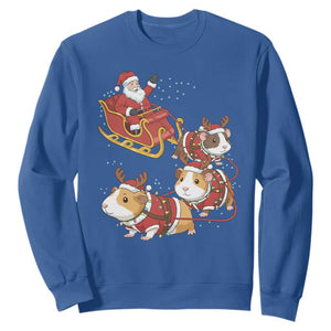 Funny Christmas Guinea Pig Lover Gift Sweatshirt Santa Pig Sleigh Crew TS12 Royal Blue Print Your Wear